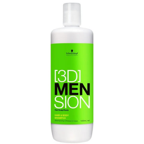 SCHWARZKOPF PROFESSIONAL 3DMENsion Hair & Body Shampoo - sampon pentru barbati cu cafeina 1000 ml