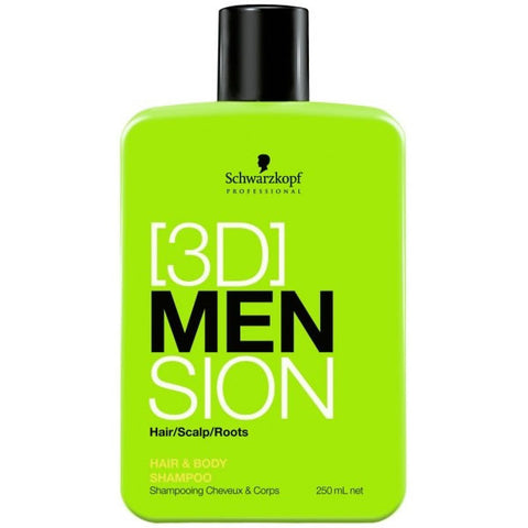 SCHWARZKOPF PROFESSIONAL 3DMENsion Hair & Body Shampoo - sampon pentru barbati cu cafeina 250 ml